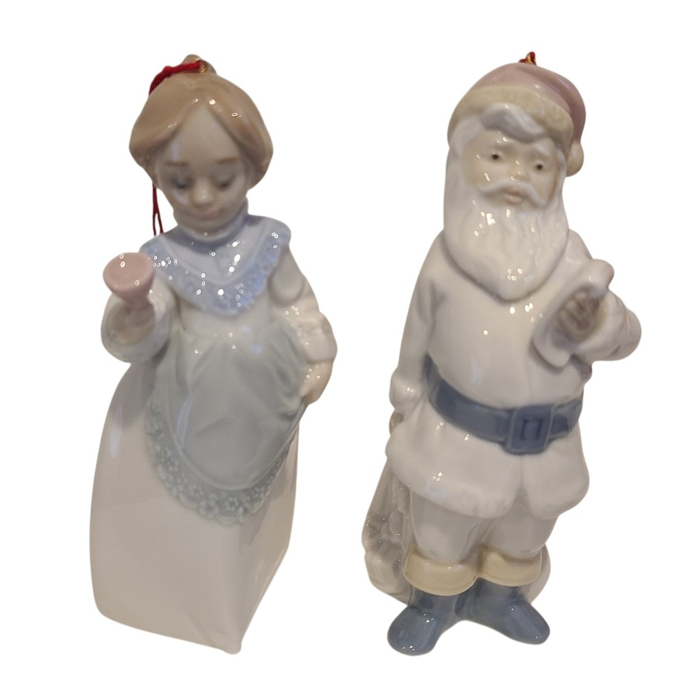 Lot of 2 LLADRO Miniature Christmas Ornaments Santa 5842 &‎ Mrs Santa Claus 5939